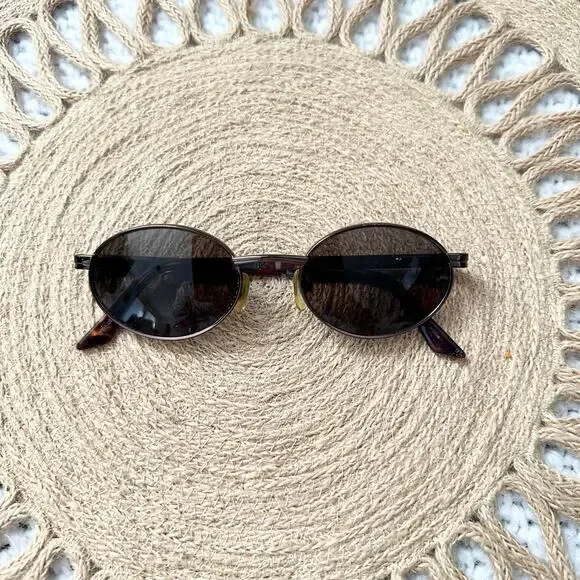 Ralph Lauren Vintage Mini Round Oval Brown Lens Metal Frame Y2K 90s Sunglasses - Picture 3 of 10